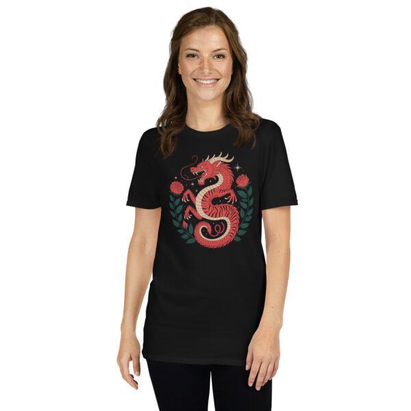 T-Shirt Mystischer Drache Blumenmotiv