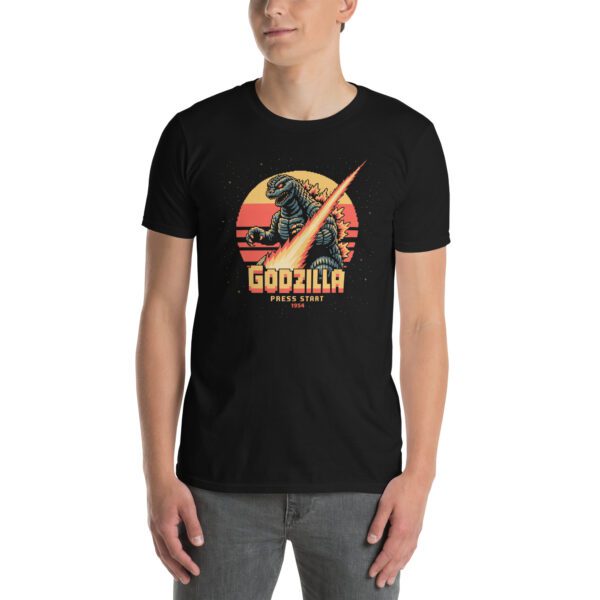 T-Shirt Godzilla Press Start Kaiju Retro Gaming Arcade