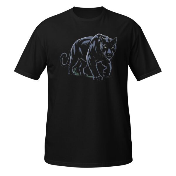 Schwarzes T-Shirt mit Panther-Design vorne