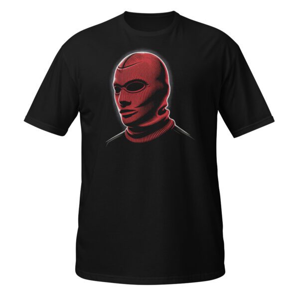 Schwarzes T-Shirt mit roter Masken-Grafik