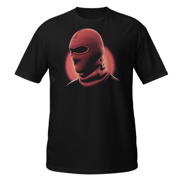Schwarzes T-Shirt mit rotem Masken-Design