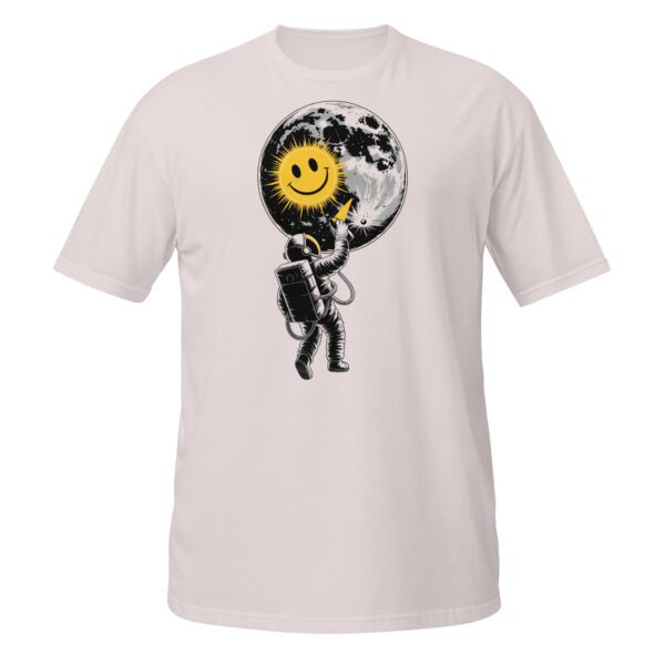 Astronaut malt Sonnenlächeln auf dem Mond T-Shirt