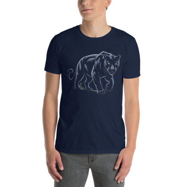 Dunkelblaues T-Shirt mit schwarzem Panther-Design