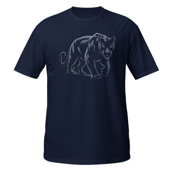 Dunkles T-Shirt mit schwarzem Pantherdruck