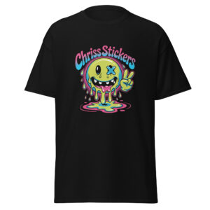 T-Shirt Chriss Stickers Neon‑Drip Peace Smiley