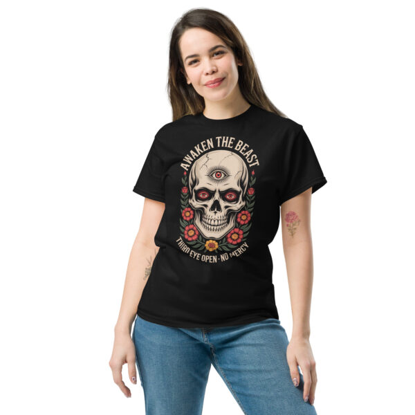 T-Shirt Awaken the Beast – Drittes‑Auge‑Schädel