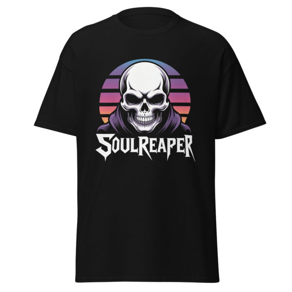 T-Shirt SOUL REAPER – Neon Sunset Skull, Synthwave Horror