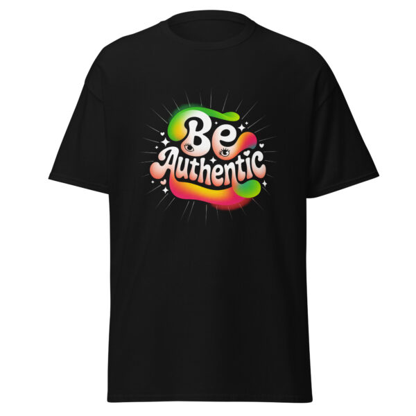 T-Shirt Be Authentic – Retro Regenbogen Statement