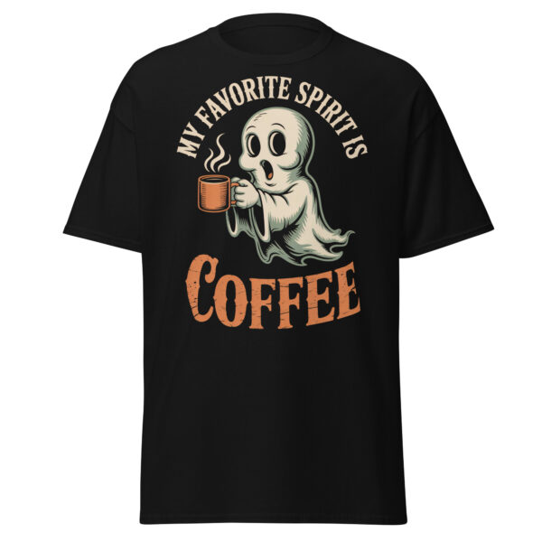 T-Shirt Ghost Coffee – „My Favorite Spirit is Coffee“ – Kaffee Geist Shirt