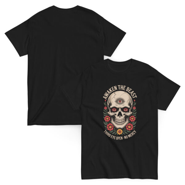 T-Shirt Awaken the Beast – Drittes‑Auge‑Schädel