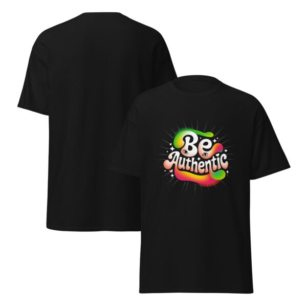 T-Shirt Be Authentic – Retro Regenbogen Statement