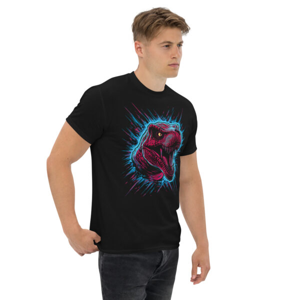 T-Shirt Neon Rex Roar – T‑Rex Skull Shockwave