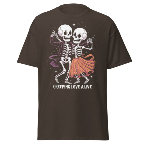 T-Shirt CREEPING LOVE ALIVE – Dancing Skeletons, Retro Horror Romance