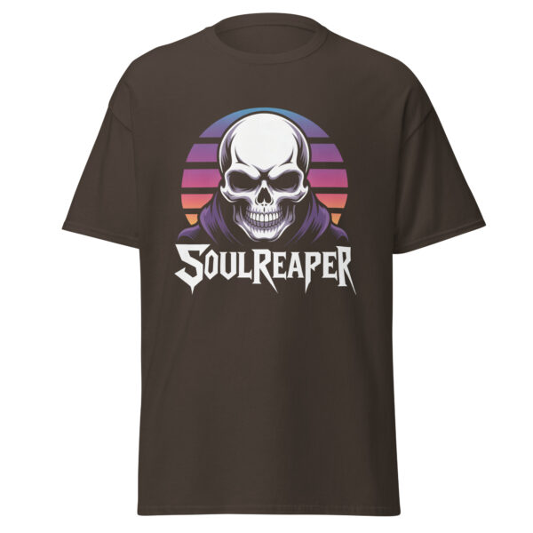 T-Shirt SOUL REAPER – Neon Sunset Skull, Synthwave Horror