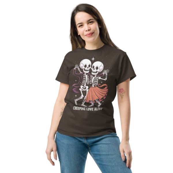 T-Shirt CREEPING LOVE ALIVE – Dancing Skeletons, Retro Horror Romance