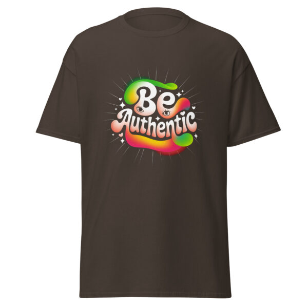 T-Shirt Be Authentic – Retro Regenbogen Statement