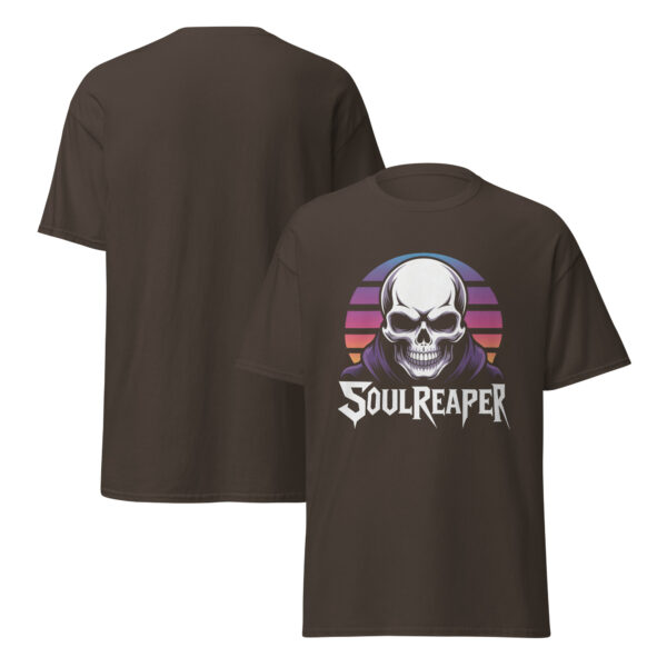 T-Shirt SOUL REAPER – Neon Sunset Skull, Synthwave Horror