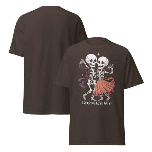 T-Shirt CREEPING LOVE ALIVE – Dancing Skeletons, Retro Horror Romance