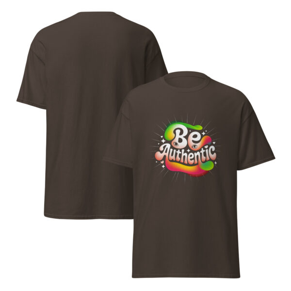 T-Shirt Be Authentic – Retro Regenbogen Statement