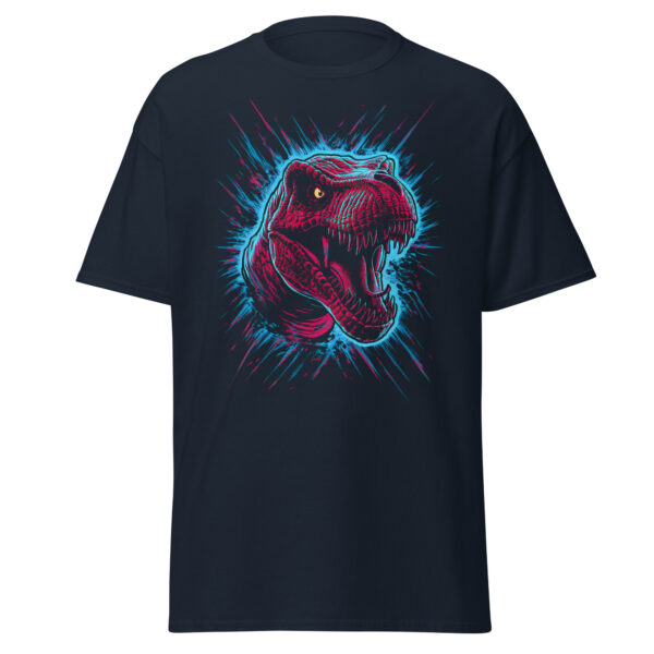 T-Shirt Neon Rex Roar – T‑Rex Skull Shockwave