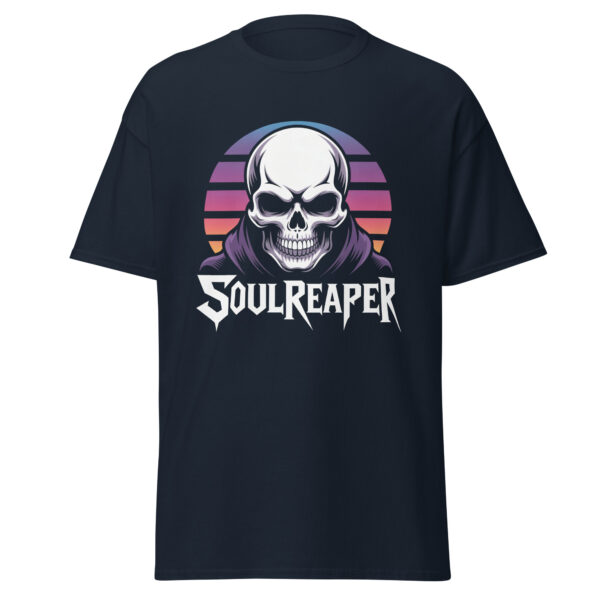 T-Shirt SOUL REAPER – Neon Sunset Skull, Synthwave Horror
