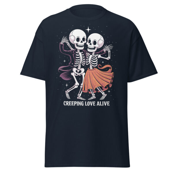 T-Shirt CREEPING LOVE ALIVE – Dancing Skeletons, Retro Horror Romance