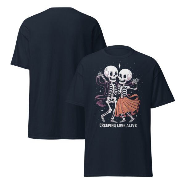 T-Shirt CREEPING LOVE ALIVE – Dancing Skeletons, Retro Horror Romance