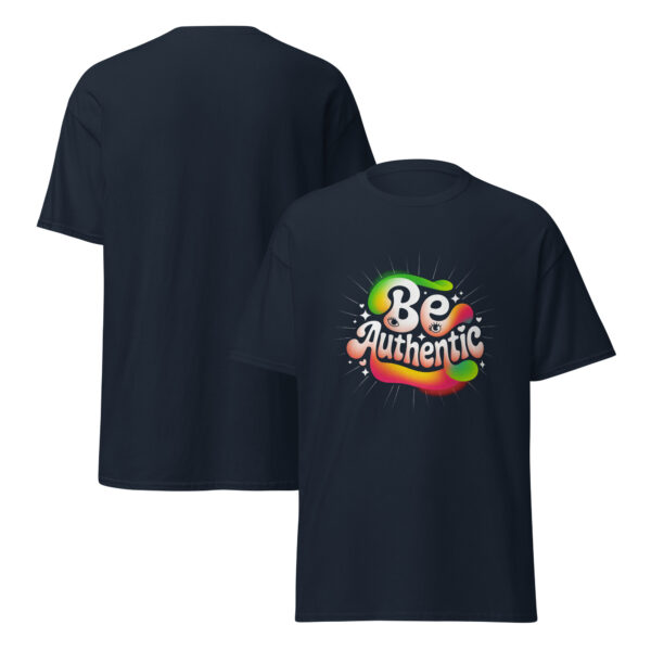 T-Shirt Be Authentic – Retro Regenbogen Statement