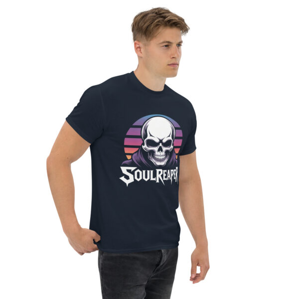 T-Shirt SOUL REAPER – Neon Sunset Skull, Synthwave Horror